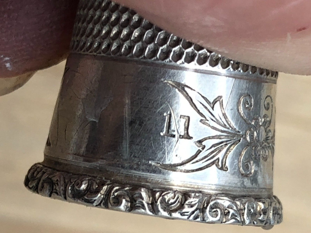 Vintage Sterling Silver Thimble, size 11 with pretty vine pattern