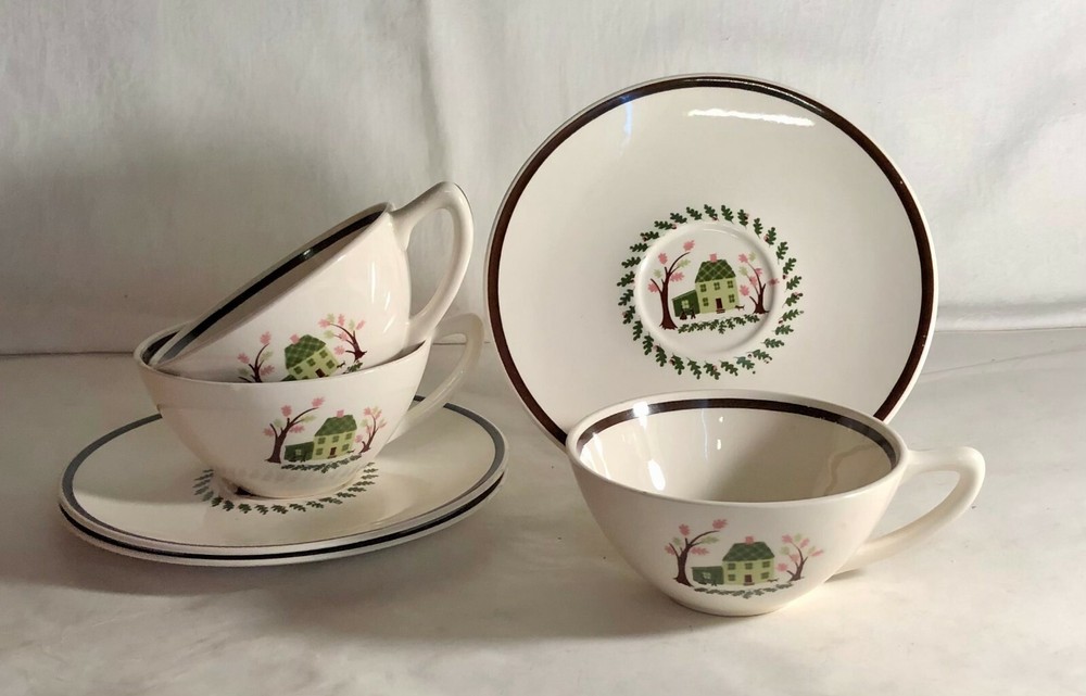 3 Knowles Twin Oakes Cups And Saucers