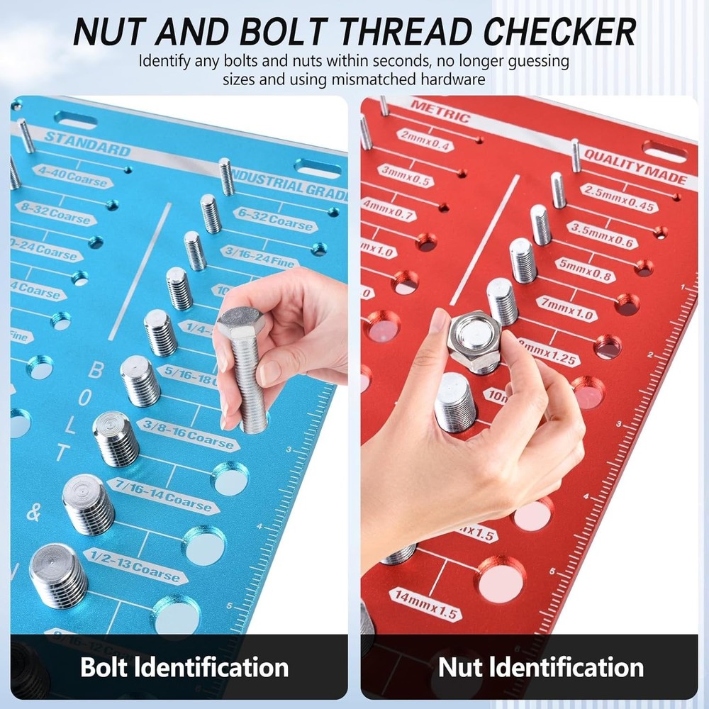 62 Nut and Bolt Size Finder & Thread Checker, Nut and Bolt Thread Checker​ Ki...