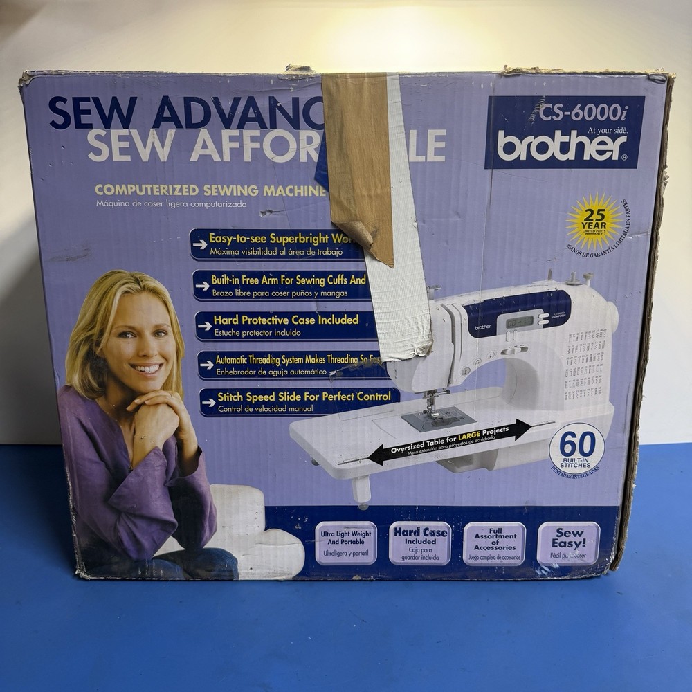 Brother CS-6000i Computerized Sewing Machine w/ Foot Pedal, Case & Original Box