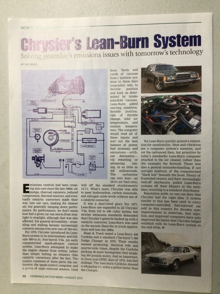 HMN 127 Article How's That Work? Chrysler's Lean Burn System August 2013 1 page