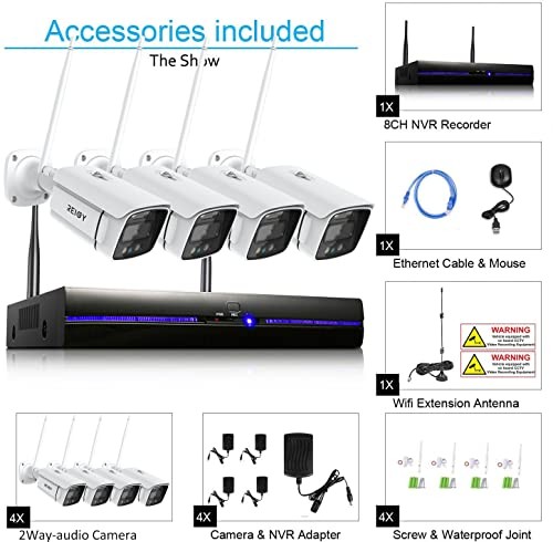 3MP WiFi Security Camera System with Floodlight Without Hard Drive, 2K White