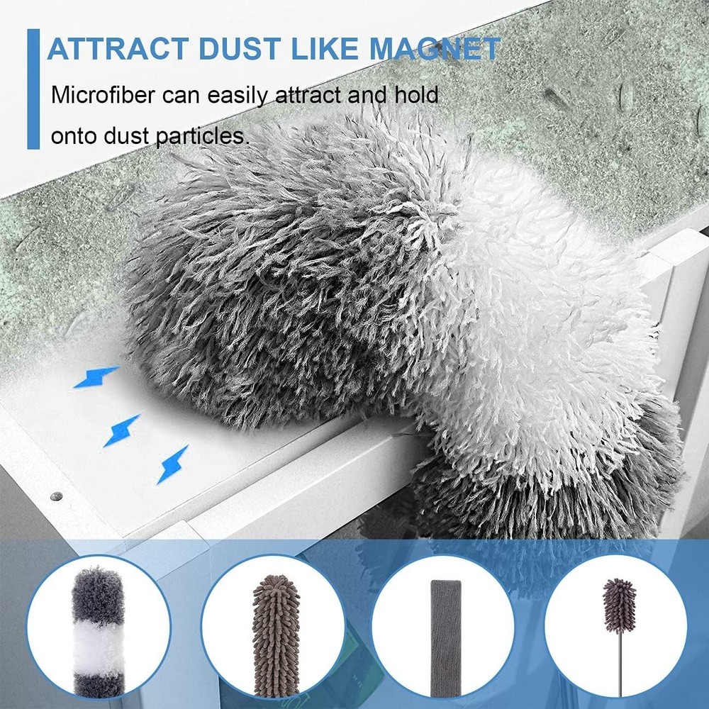 6-Piece Extendable Microfiber Duster Set for Effortless High Ceiling Clean