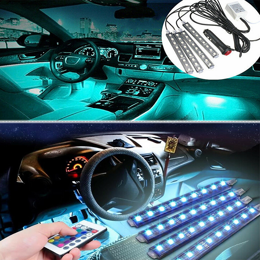 4X RGB 7Color LED Strips Light Engine Bay&Under Car Lighting Kit Wireless Remote