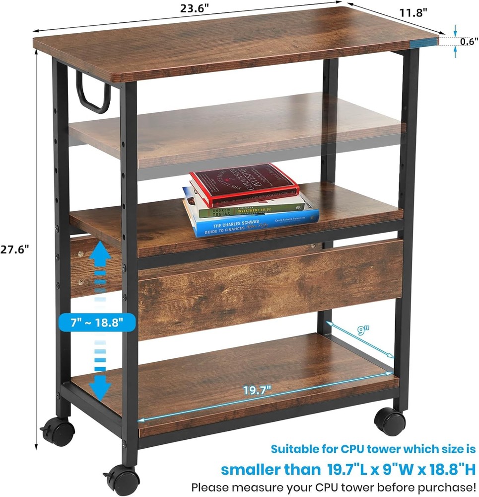 TooCust Computer Tower Stand Under Desk, and Rustic Brown