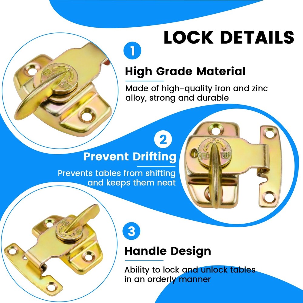 SDTC Tech 2 Pack Dining Table Locks Metal Spring Leaf Buckle Yellow