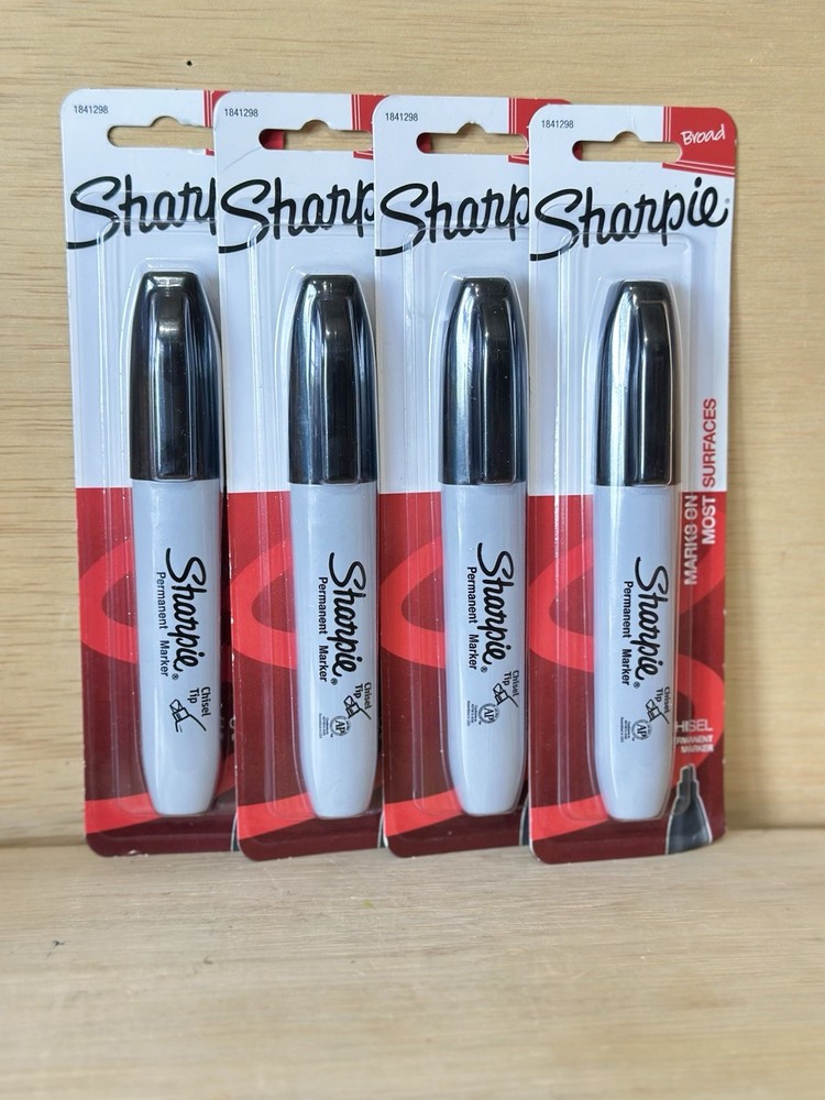 4- Sharpie Black Chisel Permanent Market Large Broad Tip-
