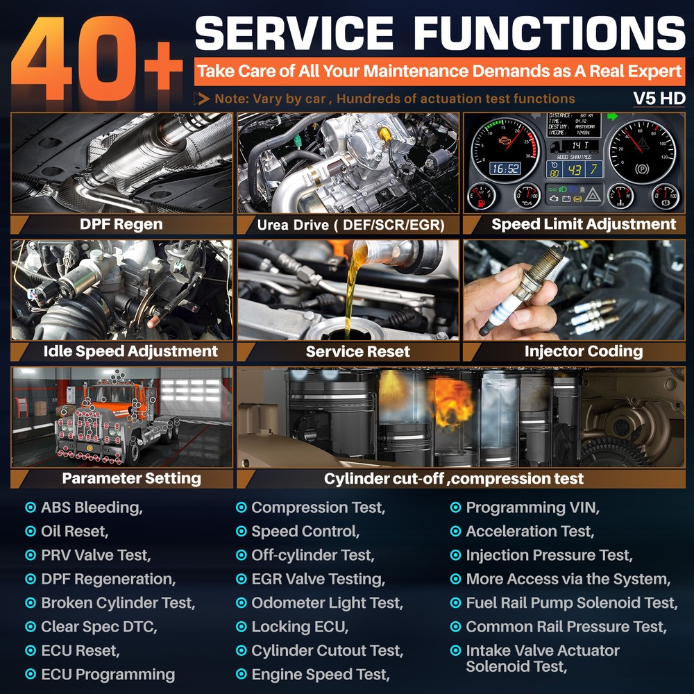 ANCEL V5 HD Heavy Duty Truck Diagnostic Tools Full System ECU Coding Diagnosis