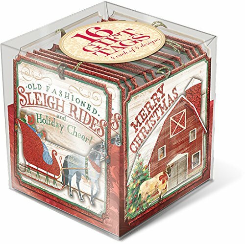 PUNCH STUDIO DIMENSIONAL EMBELLISHED OH WHAT FUN GIFT TAG CUBE