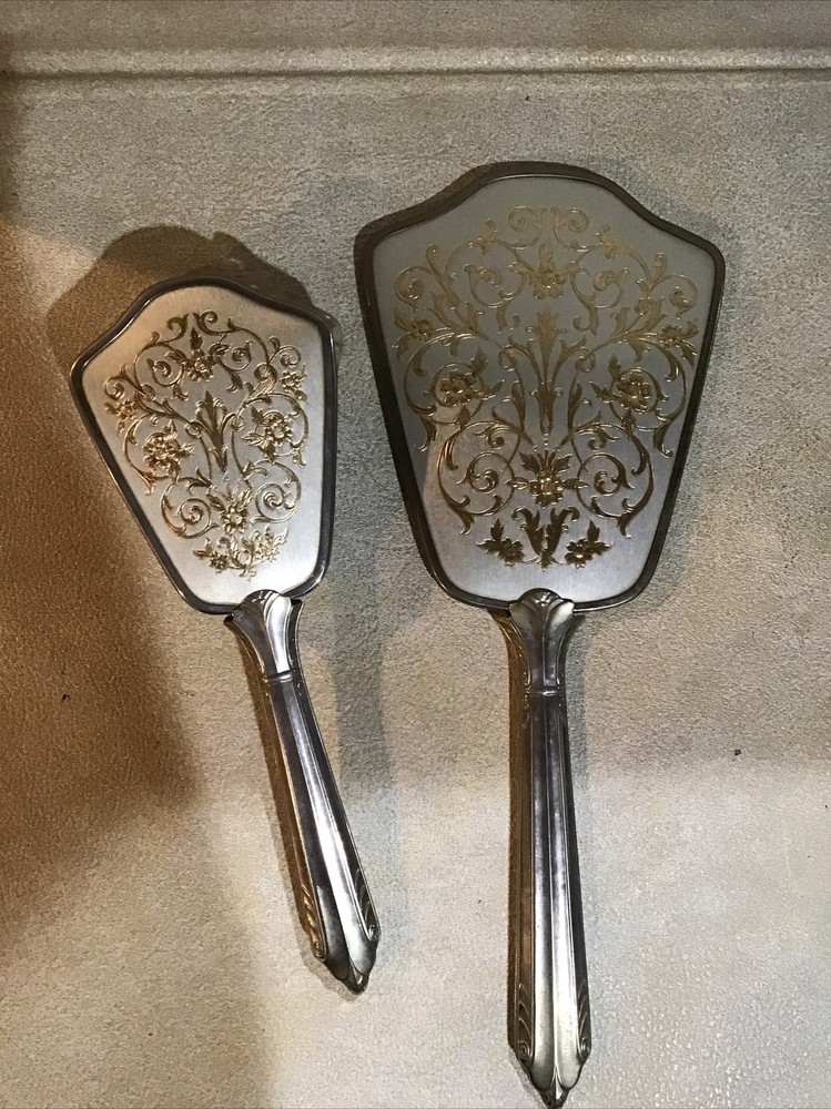 Vintage Chrome Dressing Table Vanity Set Mirror And Brush Nice Quality Combo