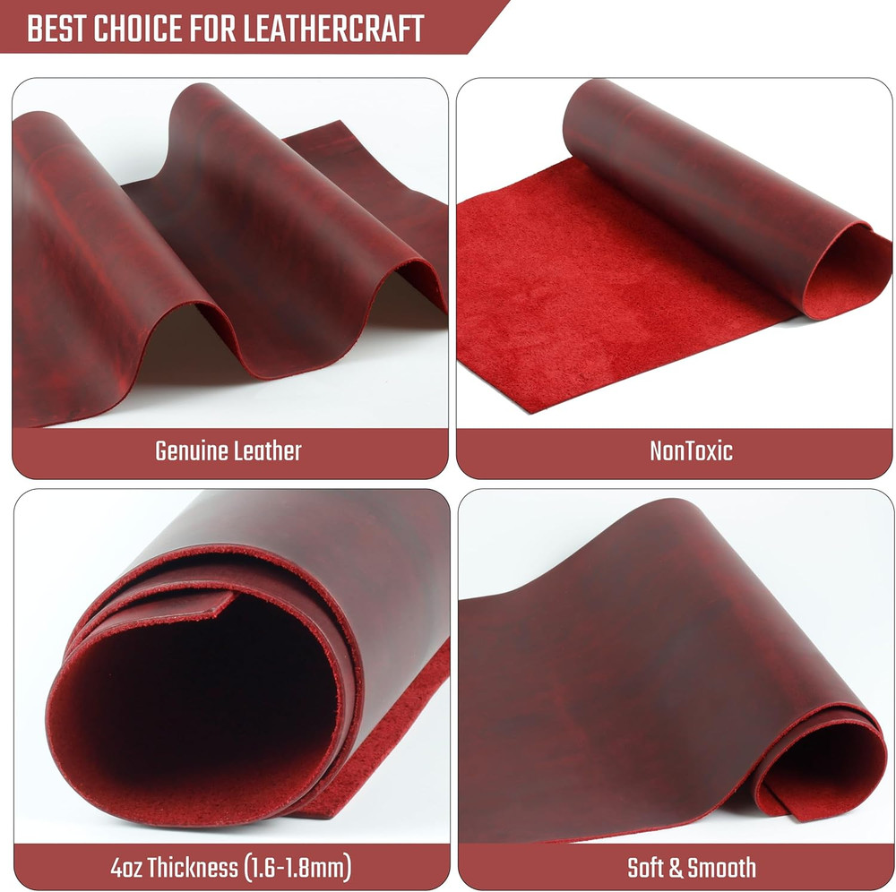 Real Leather Tooling Sheet for Crafting Tools, Wallets - Thick Crazy Horse Ma...