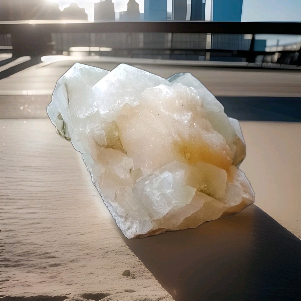 Green Apophyllite with stillbite inclusions