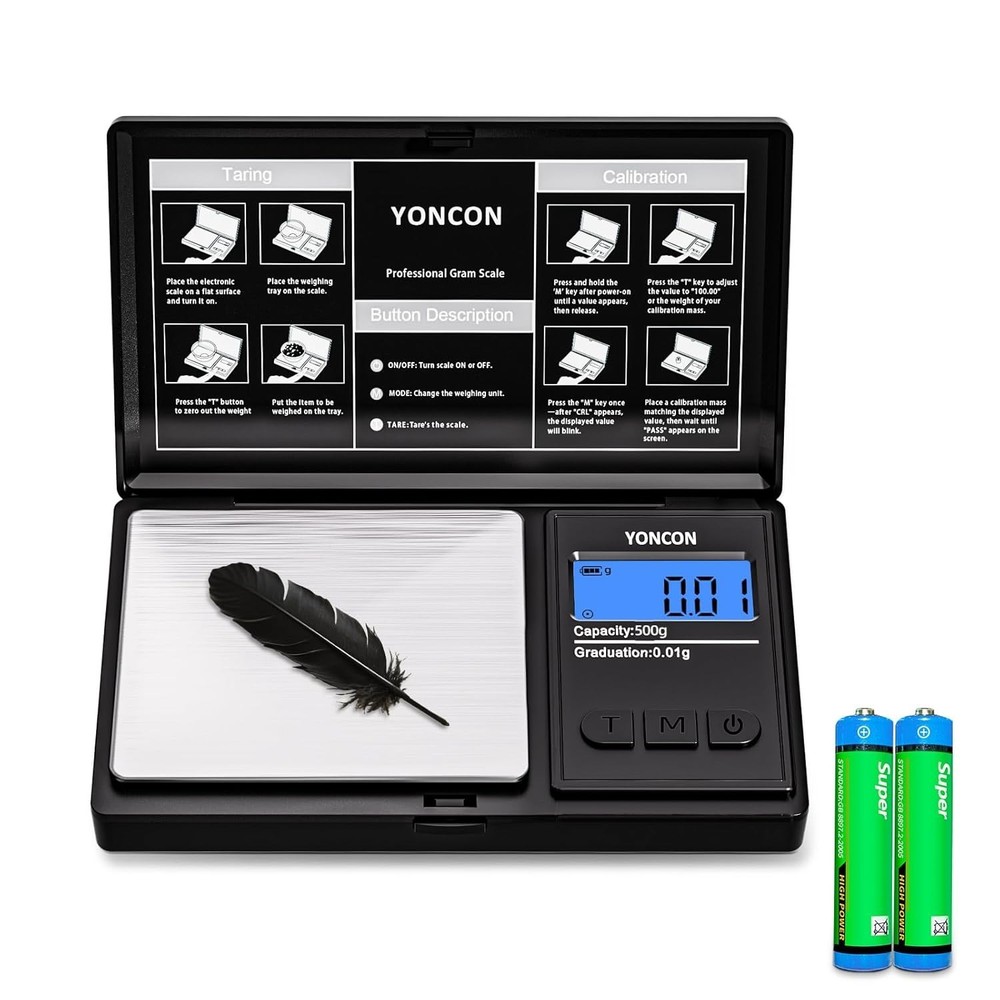 Compact 500g Digital Gram Scale with Tare Function - Accurate for Gems & Spices