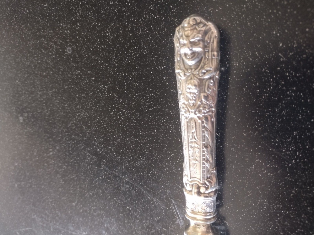 RARE ANTIQUE 1886 REED & BARTON SILVER PLATE RENAISSANCE DEVIL BACCHUS KNIFE