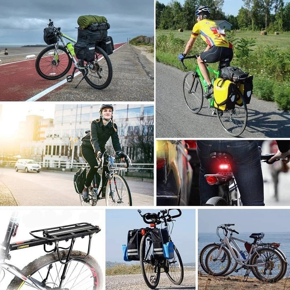 Aluminum Adjustable Bicycle Cargo Rack - Easy Installation and Reflective Safety