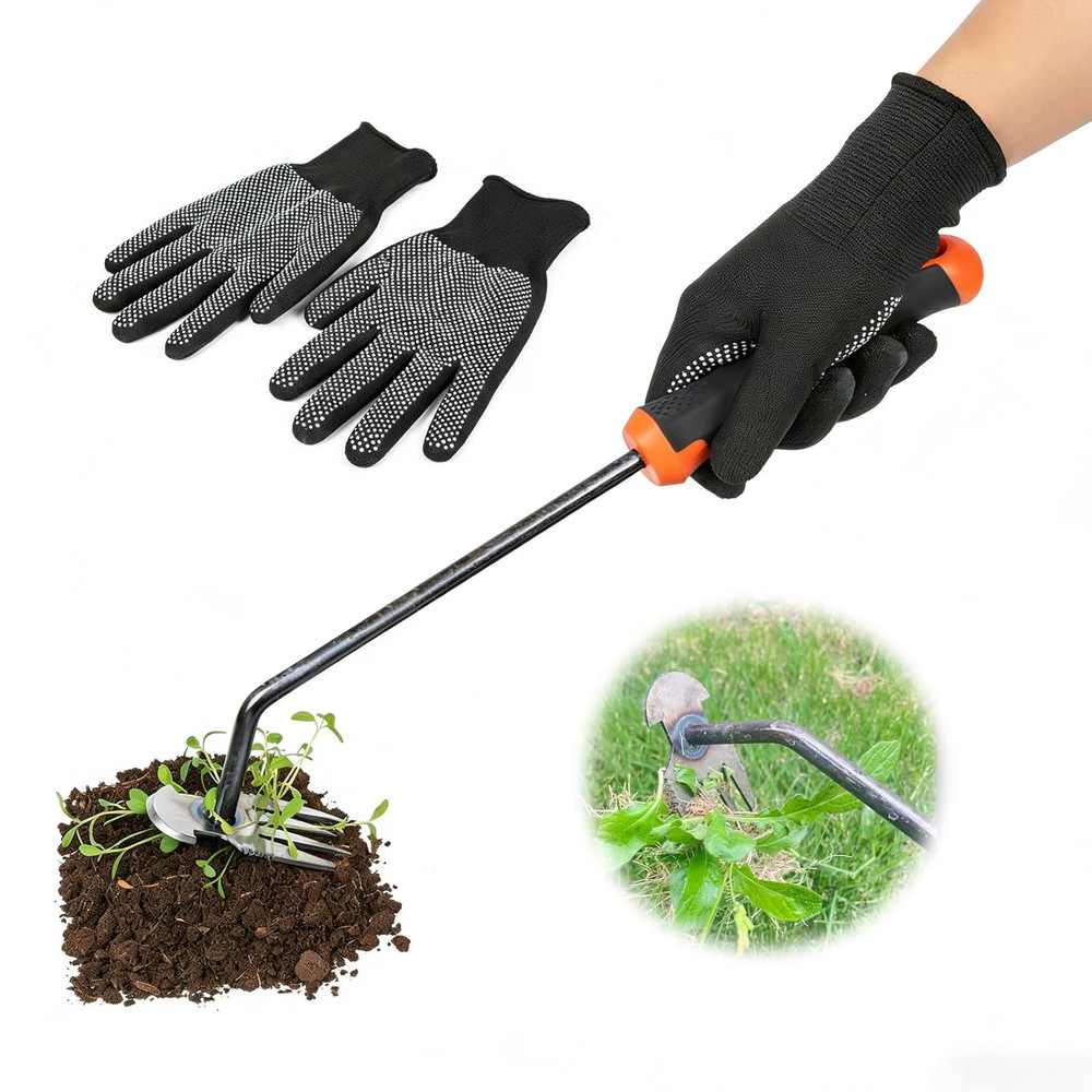 Durable Dual-Purpose Weed Puller Tool with Manganese Steel Teeth