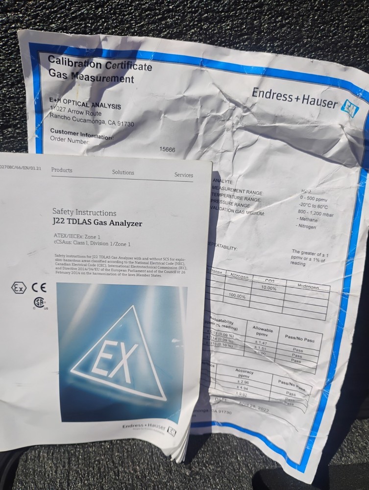 endress hauser j22 tdlas gas analizer