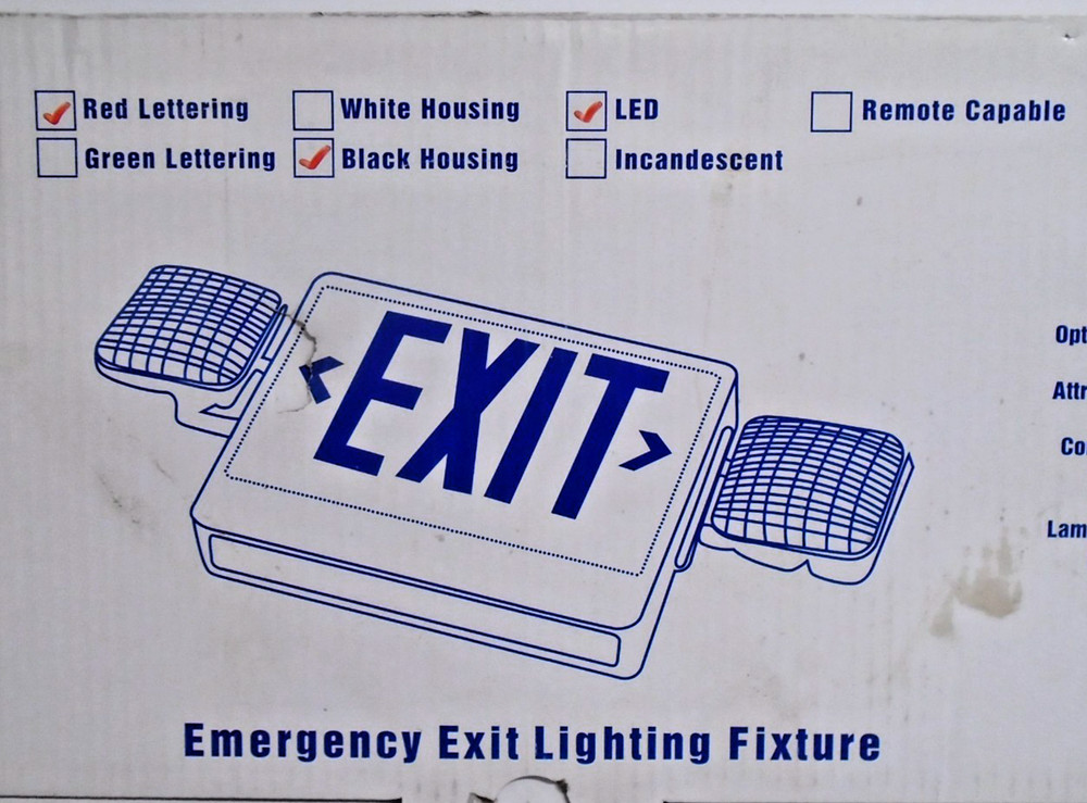 NEW Exitronix Emergency Exit & Lighting Fixture | VEX-U-BP-WB-BL-EL9 | Black
