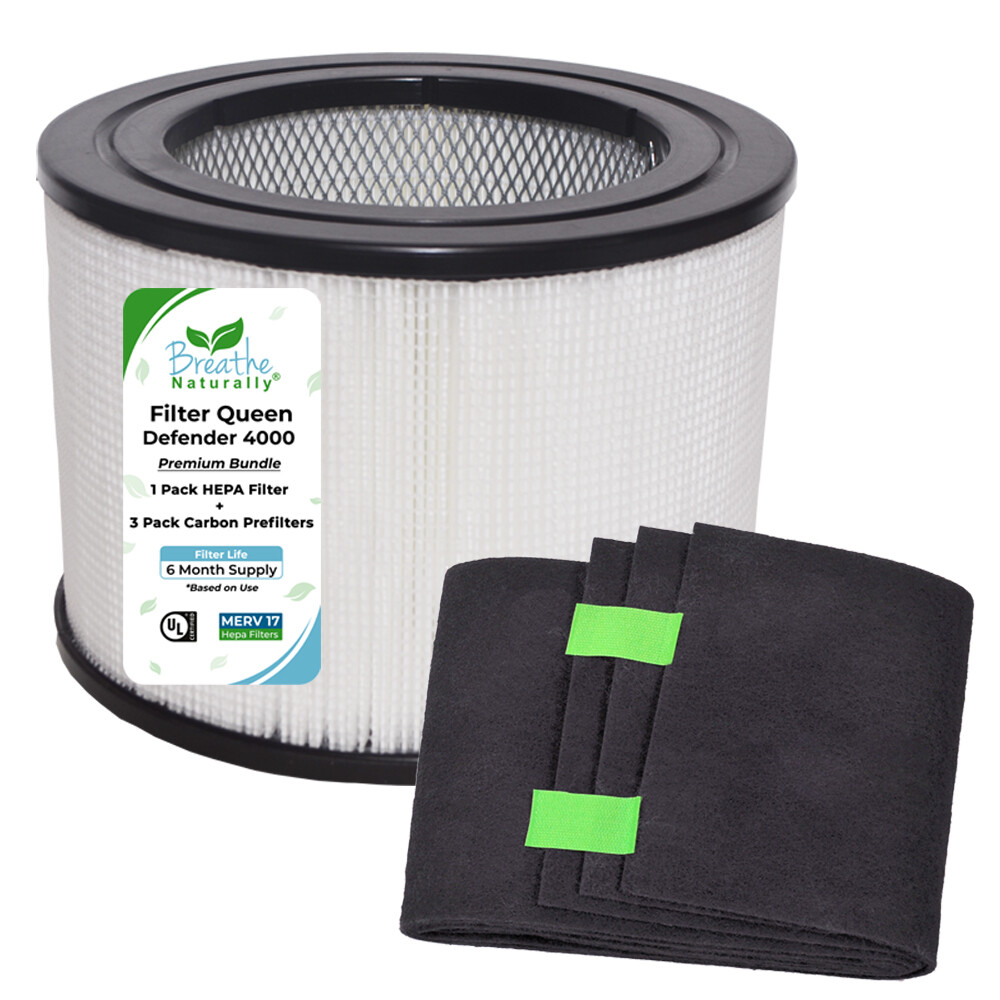 Filter Queen Defender 4000 Series Replacement HEPA + Carbon Pre-Filter Bundle