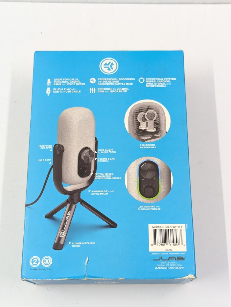 JLab EPIC JBUDS Talk USB Microphone - White
