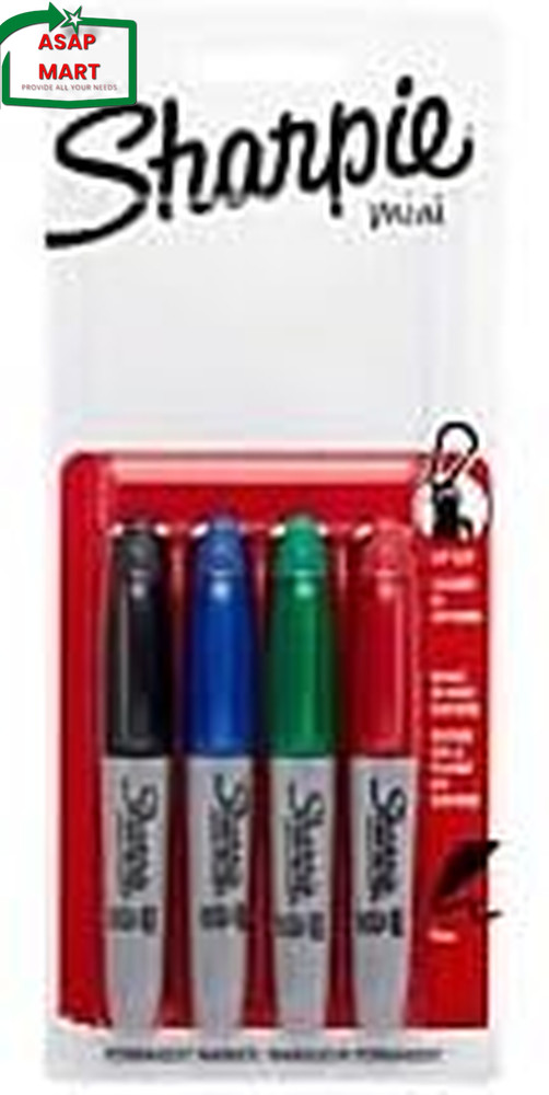 Sharpie Mini Permanent Markers, Fine Point, Assorted Colors, 4 Count