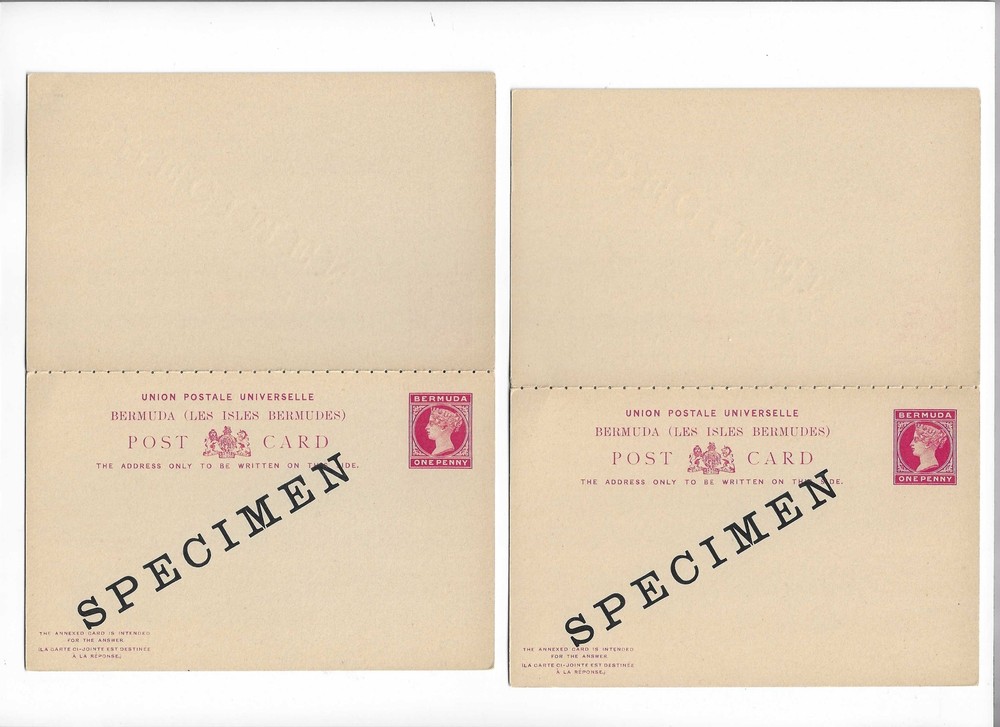 BERMUDA SPECIMEN Overprints on two QV 1d red - 41729