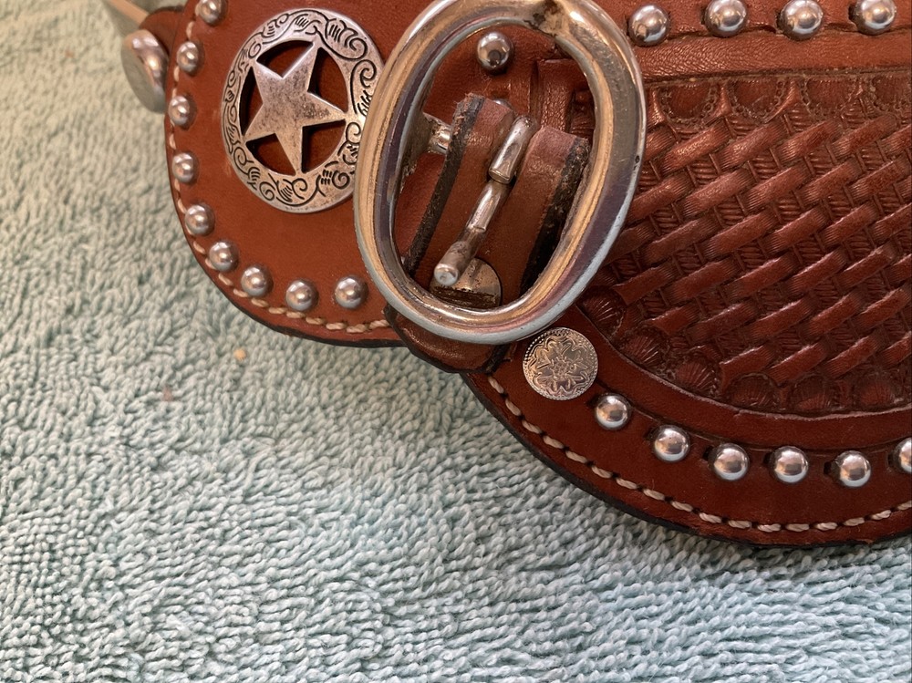Vintage Tooled Leather Spurs Full Set NICE