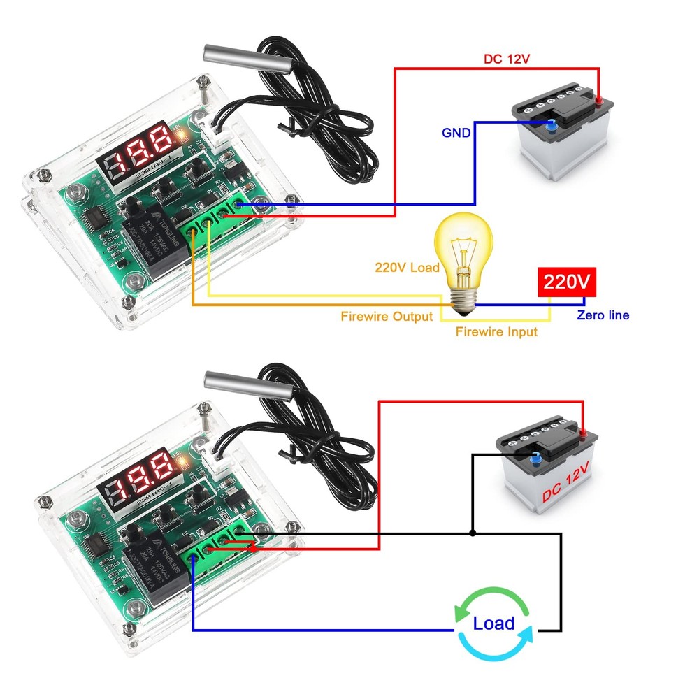 2PCS W1209 Temperature Controller Module,LED Display Digital Thermostat Red