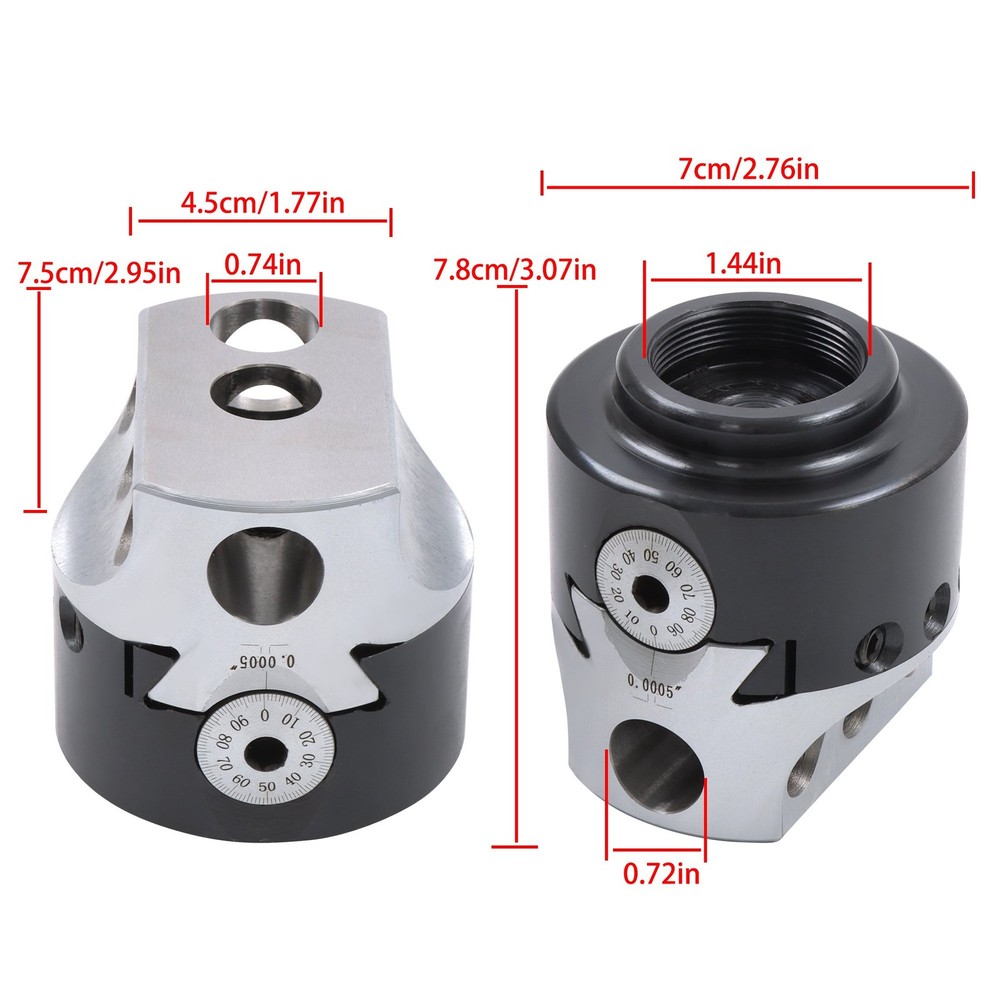 High Precision 3" Boring Head 0.001 Radius 1-1/2-18" Thread Mount 1" Max Offset