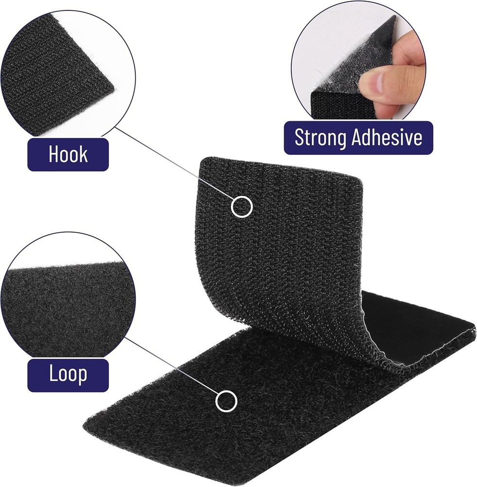Versatile 20-Piece 4" x 2" Hook & Loop Strips - Durable Adhesive for Home Use