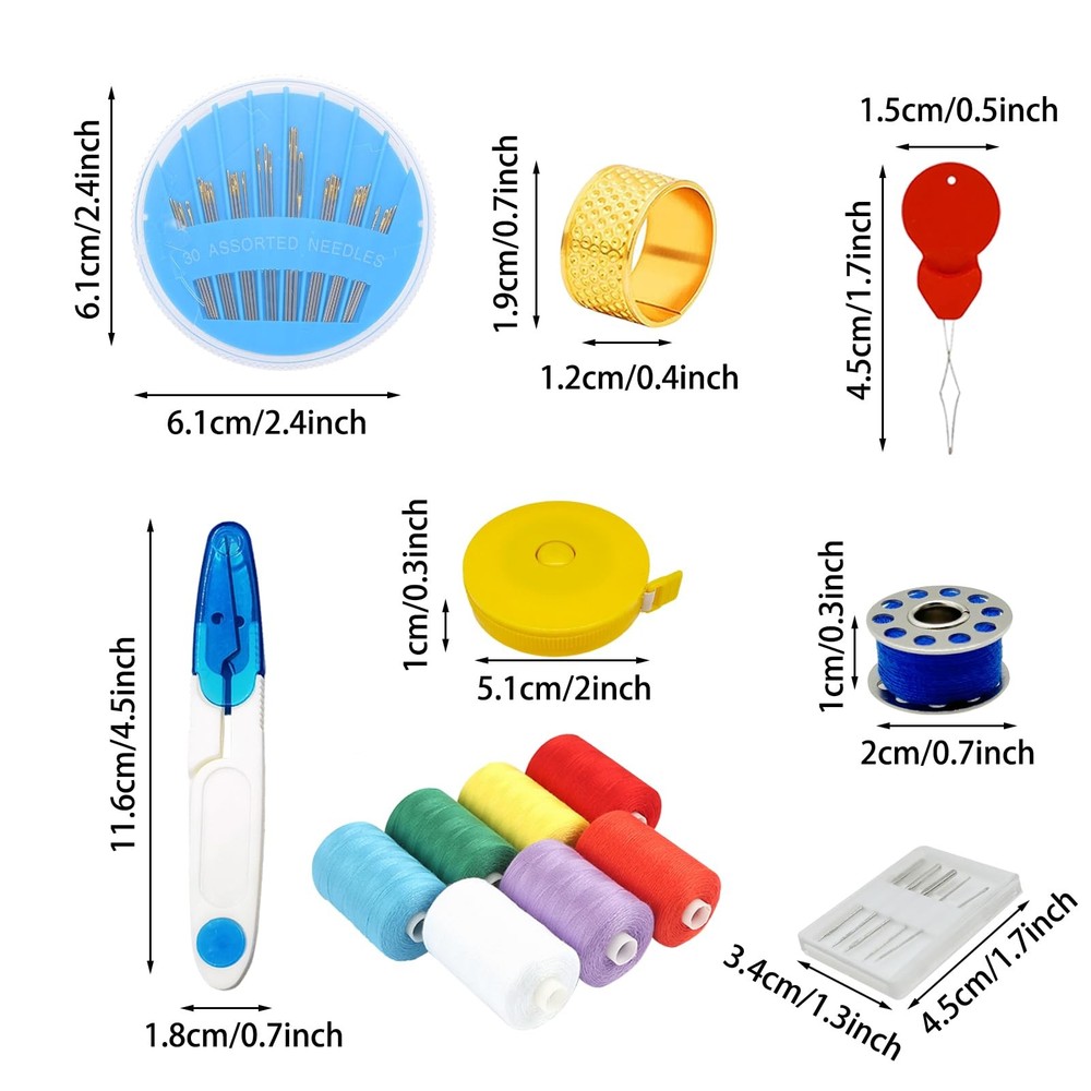 20 Color Sewing Thread Kits, 1000 Yards Polyester Thread Spools with Needle, ...