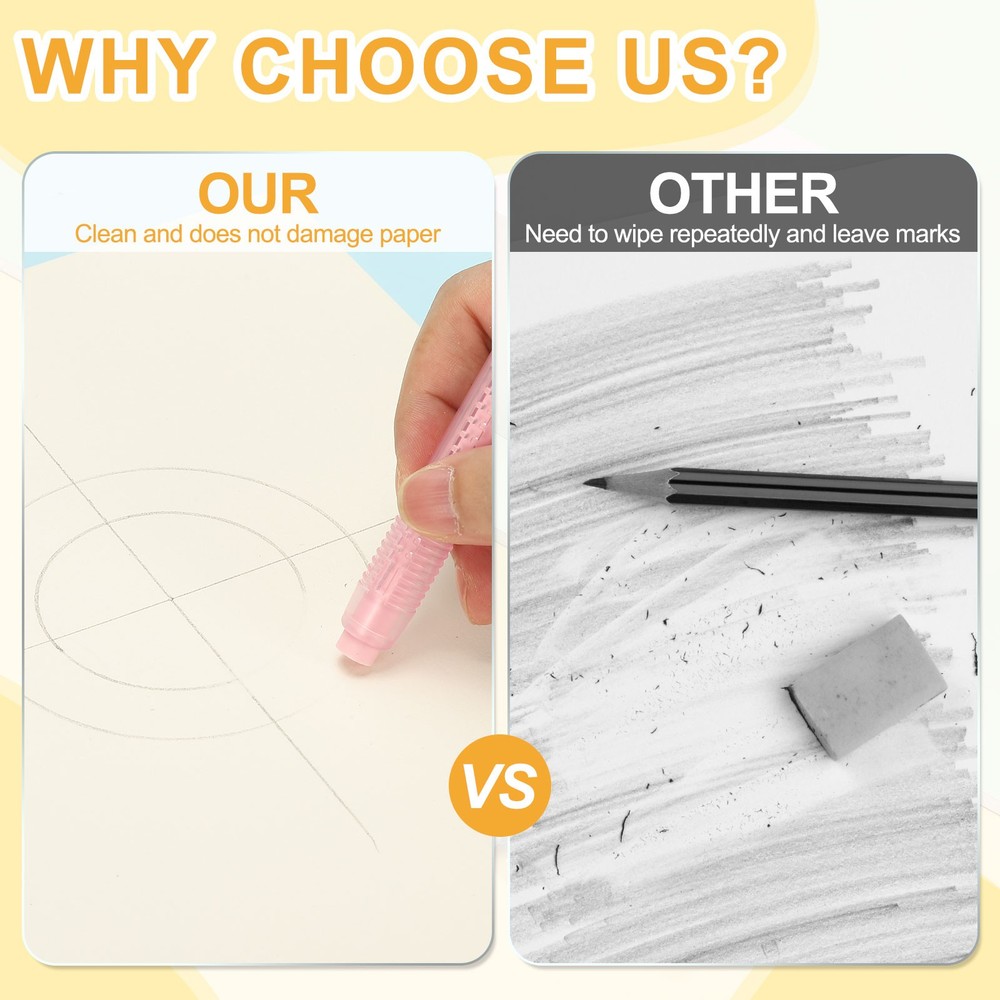 8 Pack Erasers, Pencil Erasers Large Eraser Push Pull Cute Soft, Blue TPE