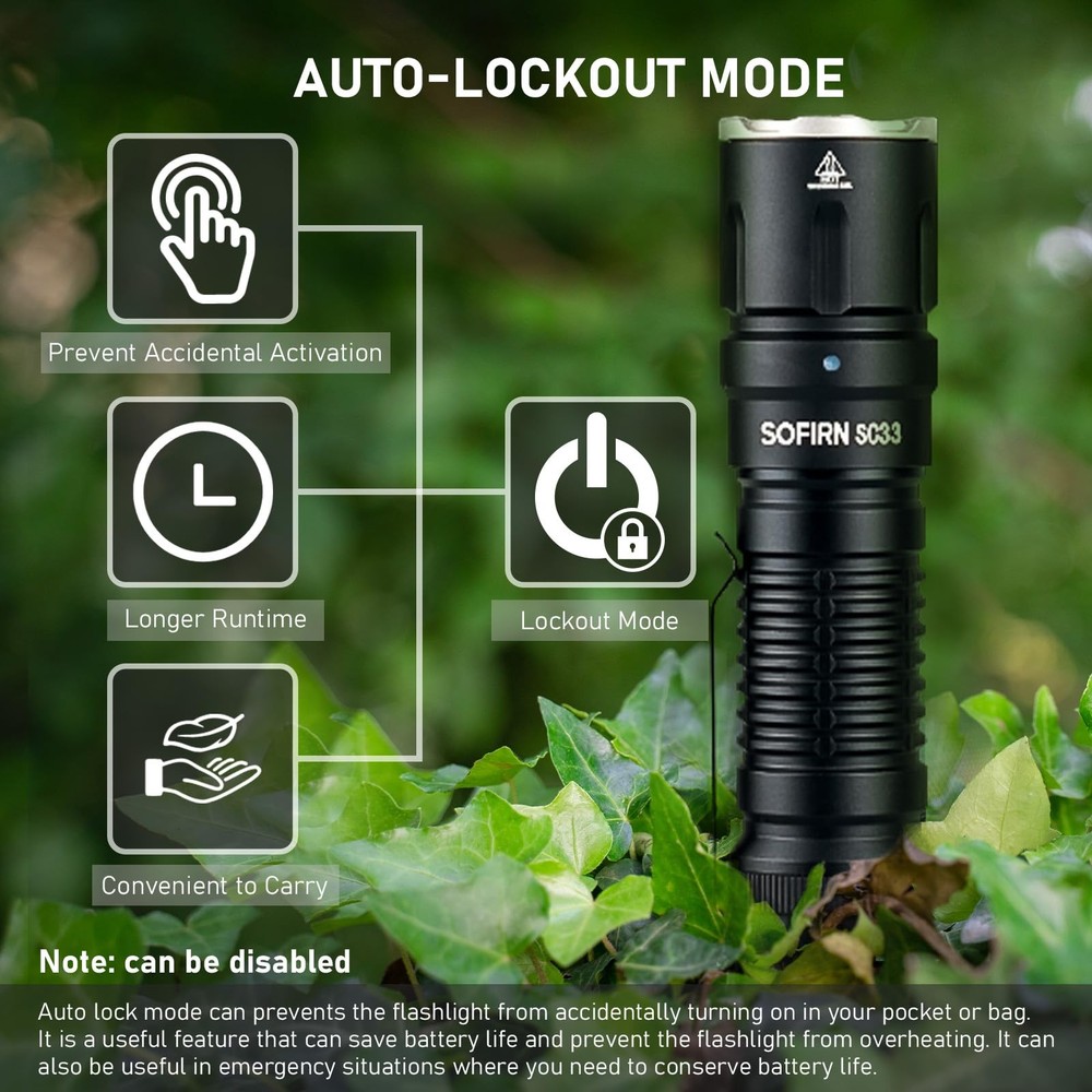 Sofirn SC33 5200Lm USB-C Rechargeable Tactical Flashlight Waterproof LED