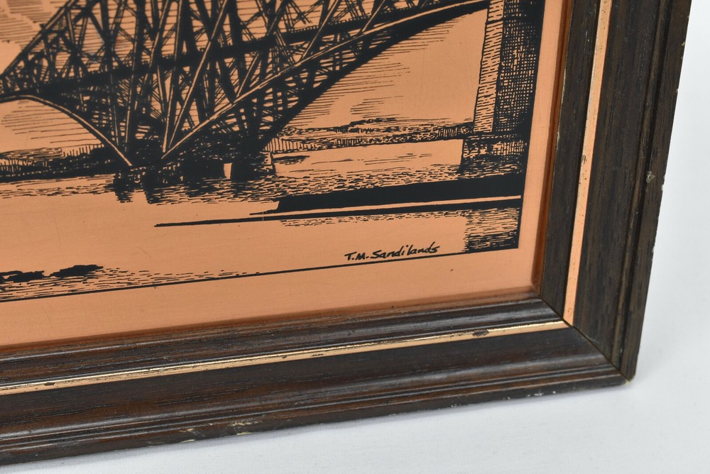 The Forth Bridges Vintage Etchmaster Original Copper Etching 18.75" x 7"
