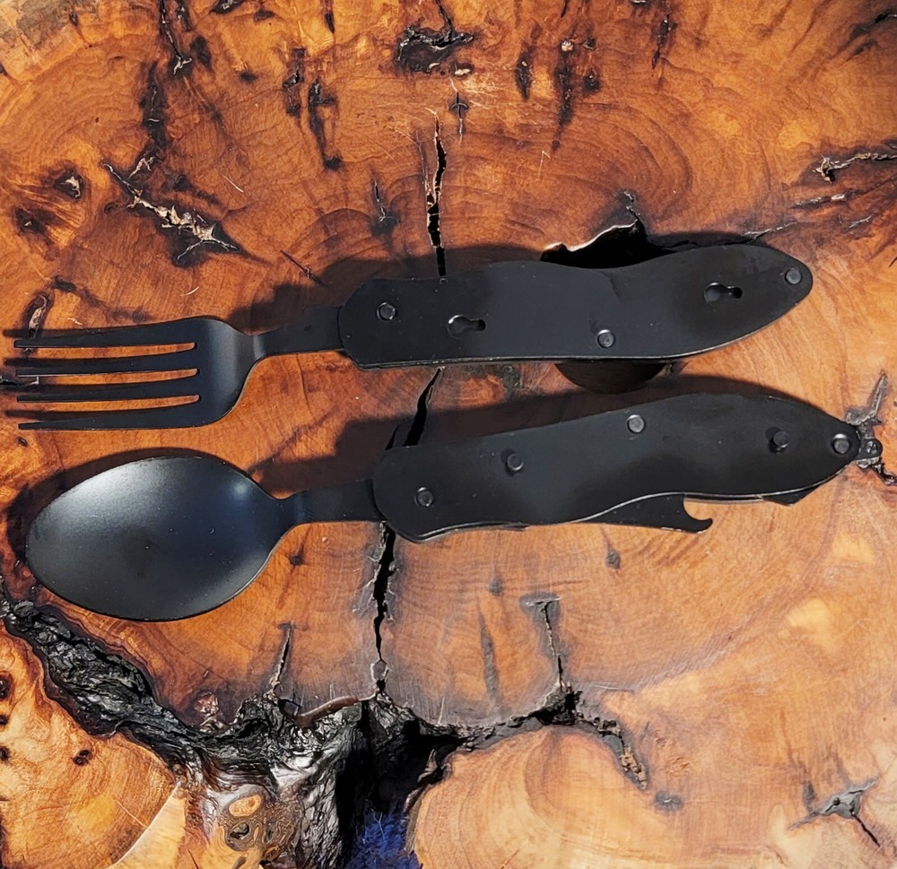 Personalized Camping or Picnic Fork, Spoon, and Knife Folding Utensil Multi-Tool