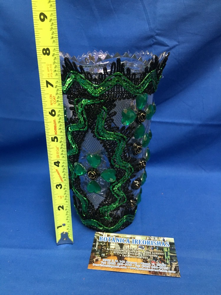 BUCARO PLASTICO DECORADO PLASTIC VASE PARA OGGUN OGUN religion yoruba ifa
