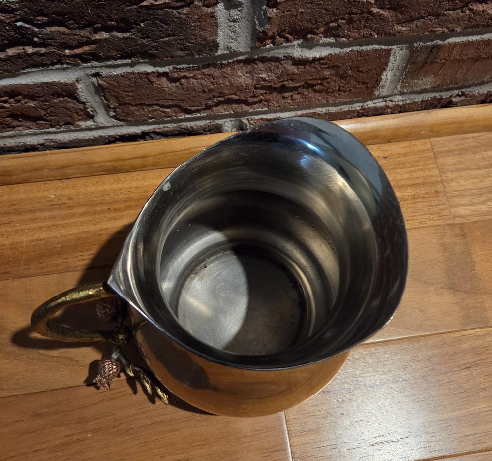 Silver Metal Water Pitcher with Decorative Handle