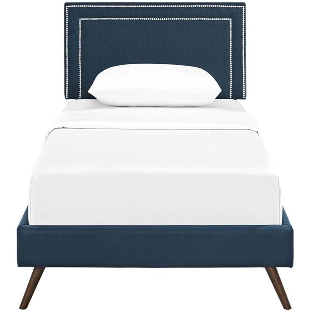 Modway Jessamine Polyester Upholstered Twin Platform Bed in Azure