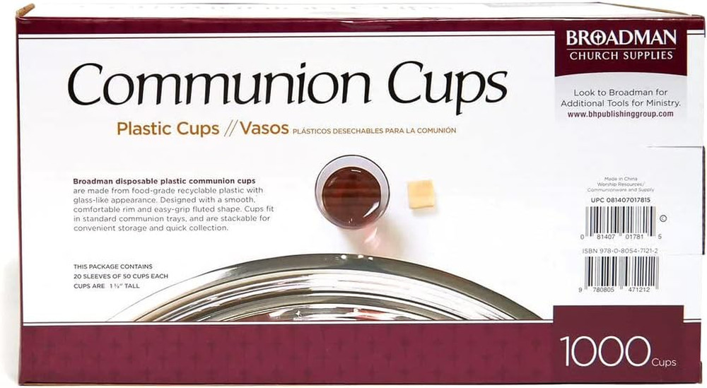 Plastic, Disposable, Recyclable Communion Cups, 1000 Count
