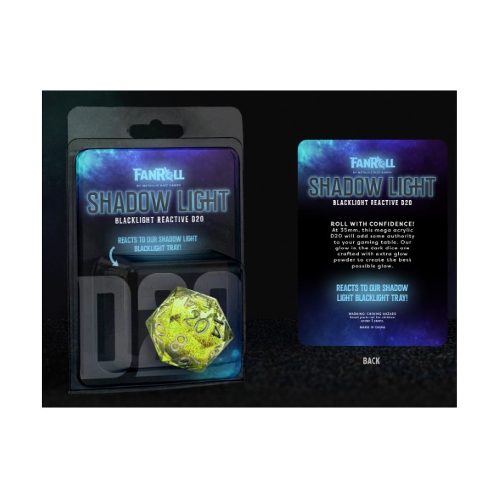 FanRoll Liquid Core Dice FanRoll/Meta  d20 Shadow Light UV Reactive Elixir New