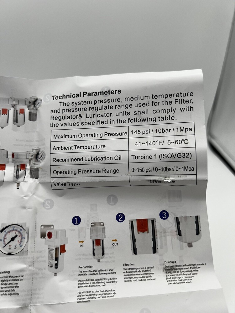 Nanpu Pneumatic 3/8” Compressed Air Filter Regulator