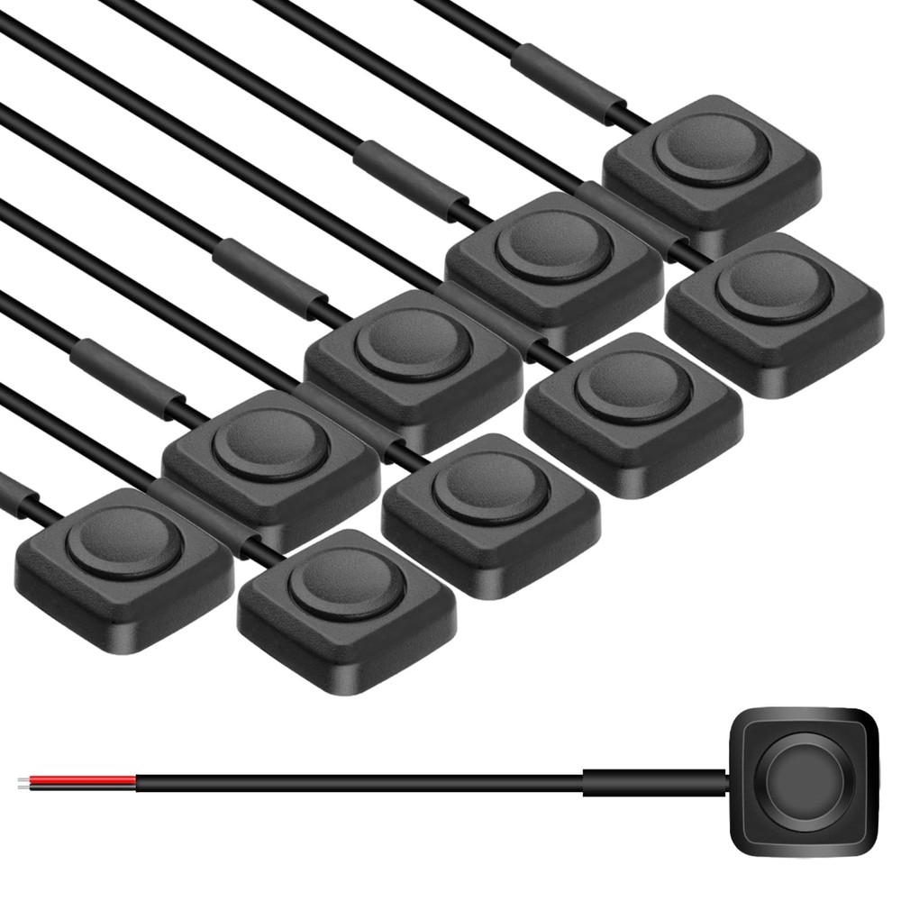 Linkstyle 10Pcs Momentary Push Button Switch, Surface Mount 11.43in Wire