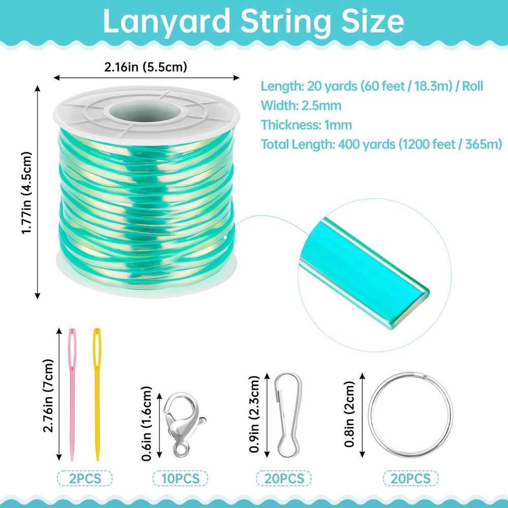 Lanyard String, 20 Rolls Gimp String, Plastic Strings Lacing Cord, Boondoggle...
