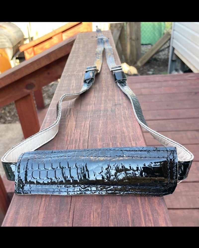 Black Leather Vihuela / Guitar Strap