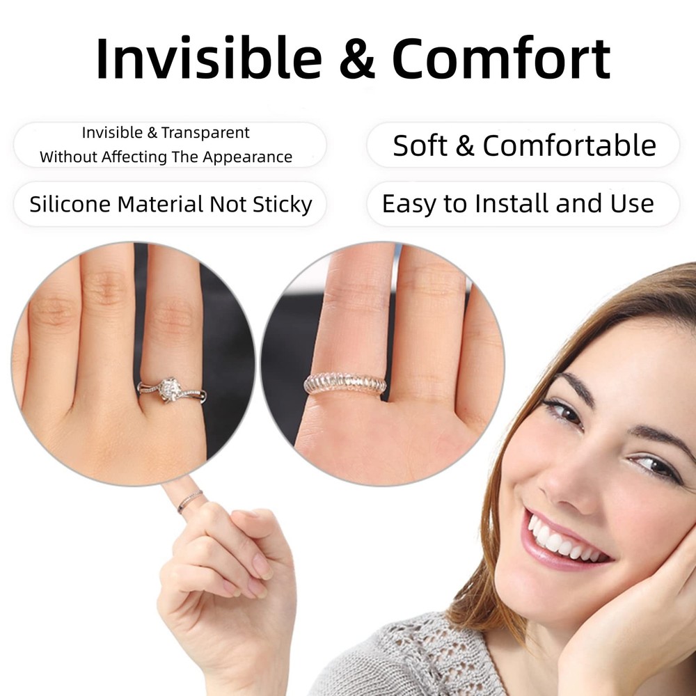 Invisible Ring Sizer Adjuster for Loose Rings, 8 Pack 4 Sizes 8 Pcs