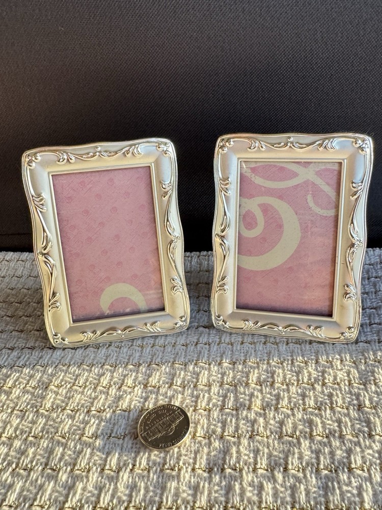 Miniature Photo Frames - 2 Silver Tone Picture Frames 4” X 3”