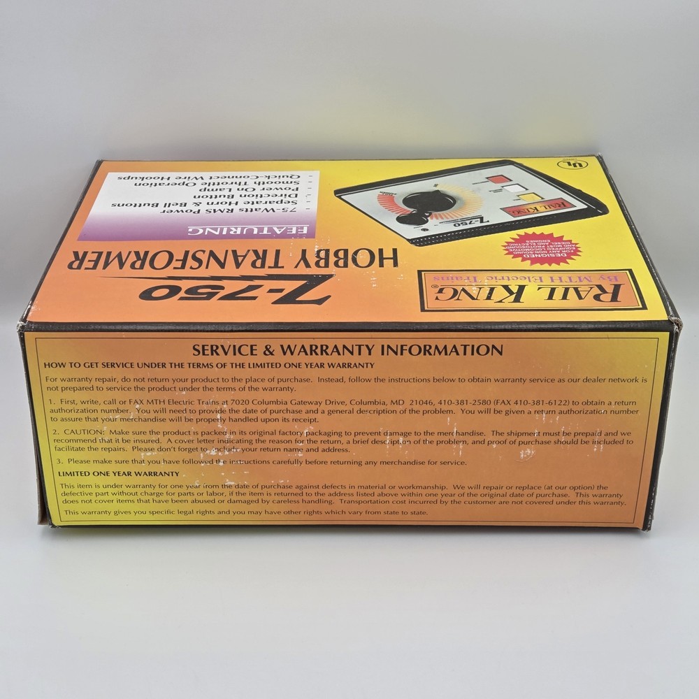 MTH Rail King Z-750 Hobby Transformer (Controller + Power Pack)