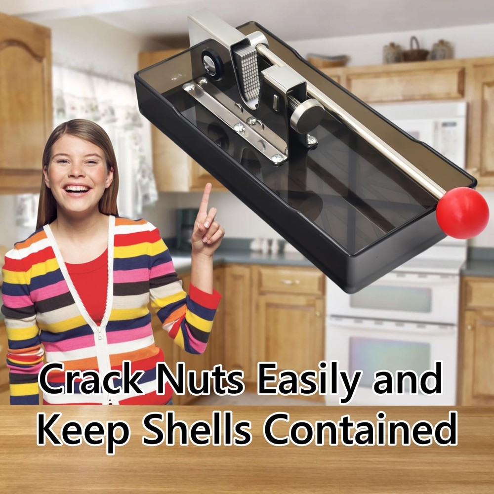 Frezonika Nut Crackers for All Nuts with 3 Picks Large, Silver-Plastic Base