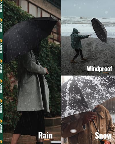Travel Compact Umbrella Windproof - Portable Automatic Umbrellas for Rain, Red