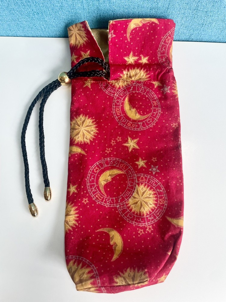 Tarot Deck Bag Celestial Sun Moon Stars Drawstring Pouch Witchcraft Divination